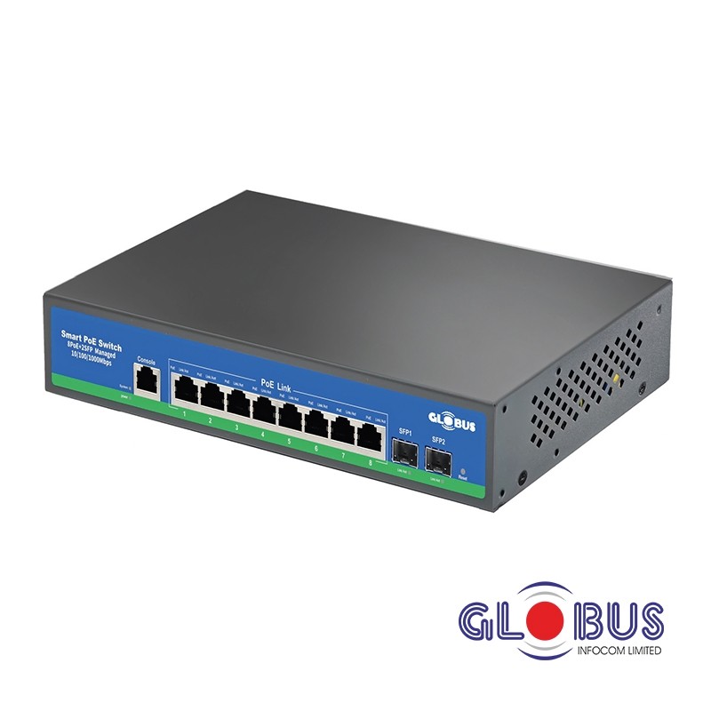 ienRon 12 Ports PoE Switch,8 PoE Ports Gigabit Network Switch+2 Ports  Gigabit Uplink+2 SFP Slot,Unmanaged Ethernet Switch with 120W AI