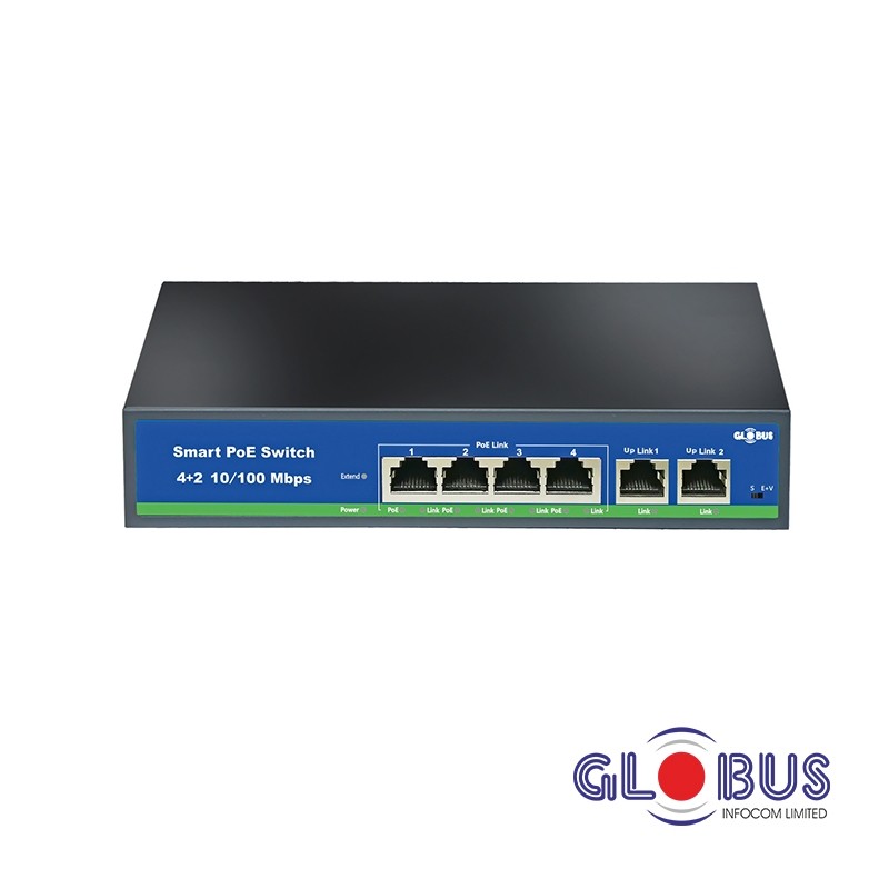 4-Port PoE+ Switch with 2 Uplink Ports - FASTCABLING